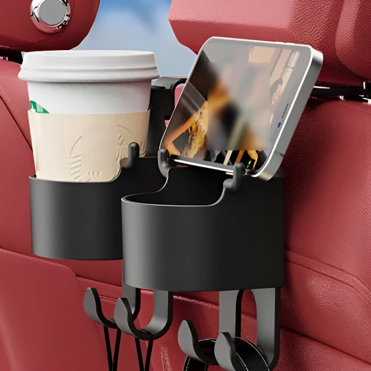 Car Back Seat Cup Holder, Headrest Cup & Device Holder