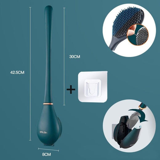 Toilet Brush with Holder, Wall Mounted Long Handle Bowl Cleaner with Nylon Bristles