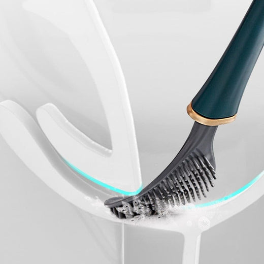 Toilet Brush with Holder, Wall Mounted Long Handle Bowl Cleaner with Nylon Bristles