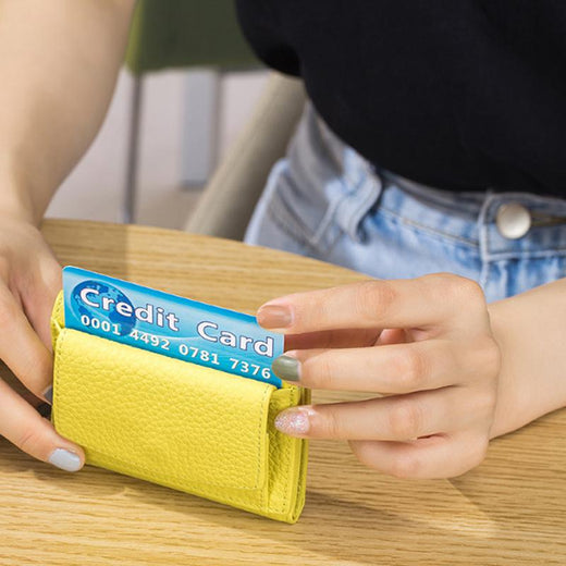 Leather Coin Purse Wallet, Handmade RFID Blocking Card Holder with Button Closure