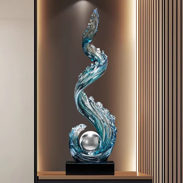 Sculpture Floor Lamp, Modern Blue Floor Decor for Living Room & Entryway