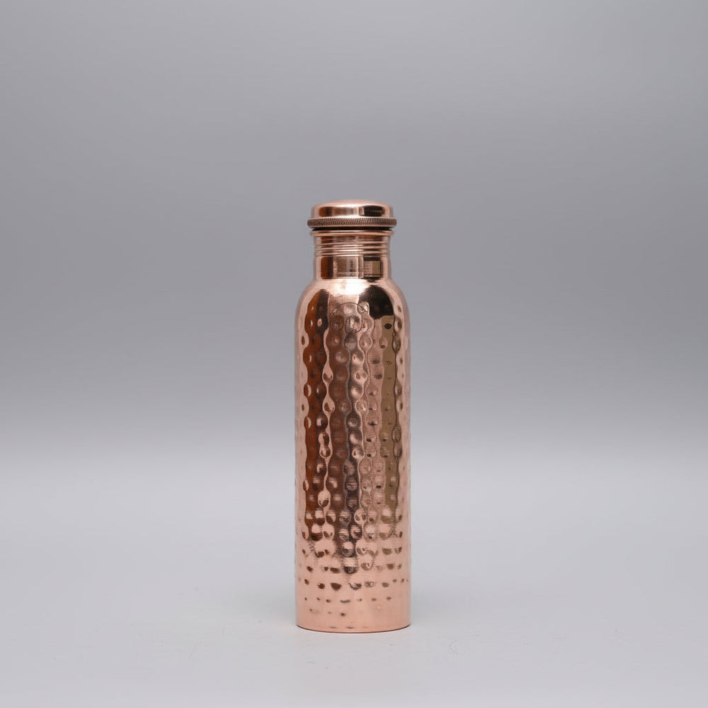Copper Water Bottle 800ml, Hammered Leak-Proof Drinking Bottle for Yoga, Office & Home