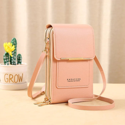 Crossbody Phone Bag, PU Leather Wallet Purse with Touchscreen Window & Anti-Theft Design