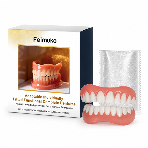 Moldable Denture Kit, Heat-Moldable Silicone Upper & Lower Dentures for a Secure Cosmetic Fit
