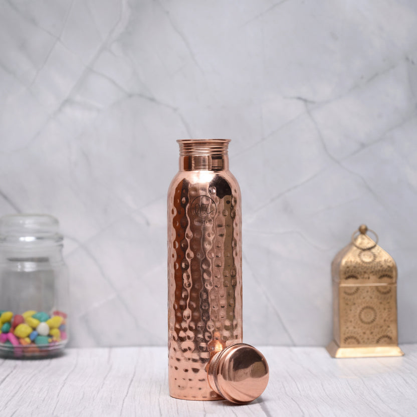Hammered Copper Water Bottle, 800ml, Leak-Proof