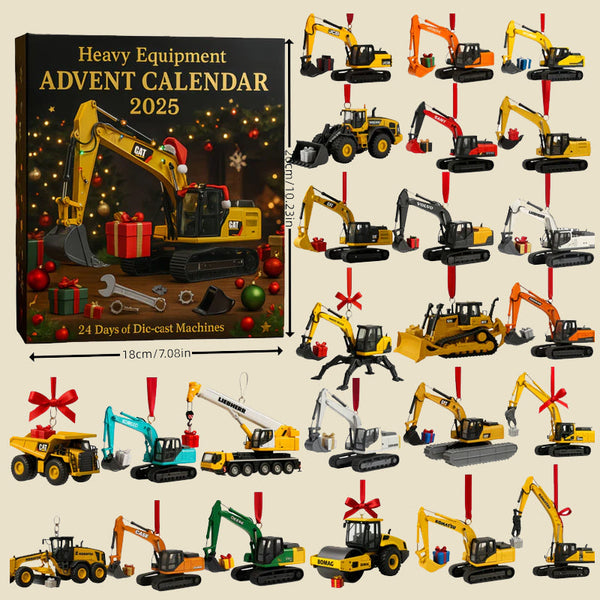 Construction Vehicle Advent Calendar, 24 Diecast Mini Heavy Machinery Toys for Kids & Collectors