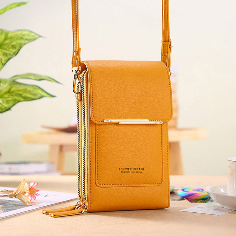 Anti-Theft Leather Bag with Touchscreen Window