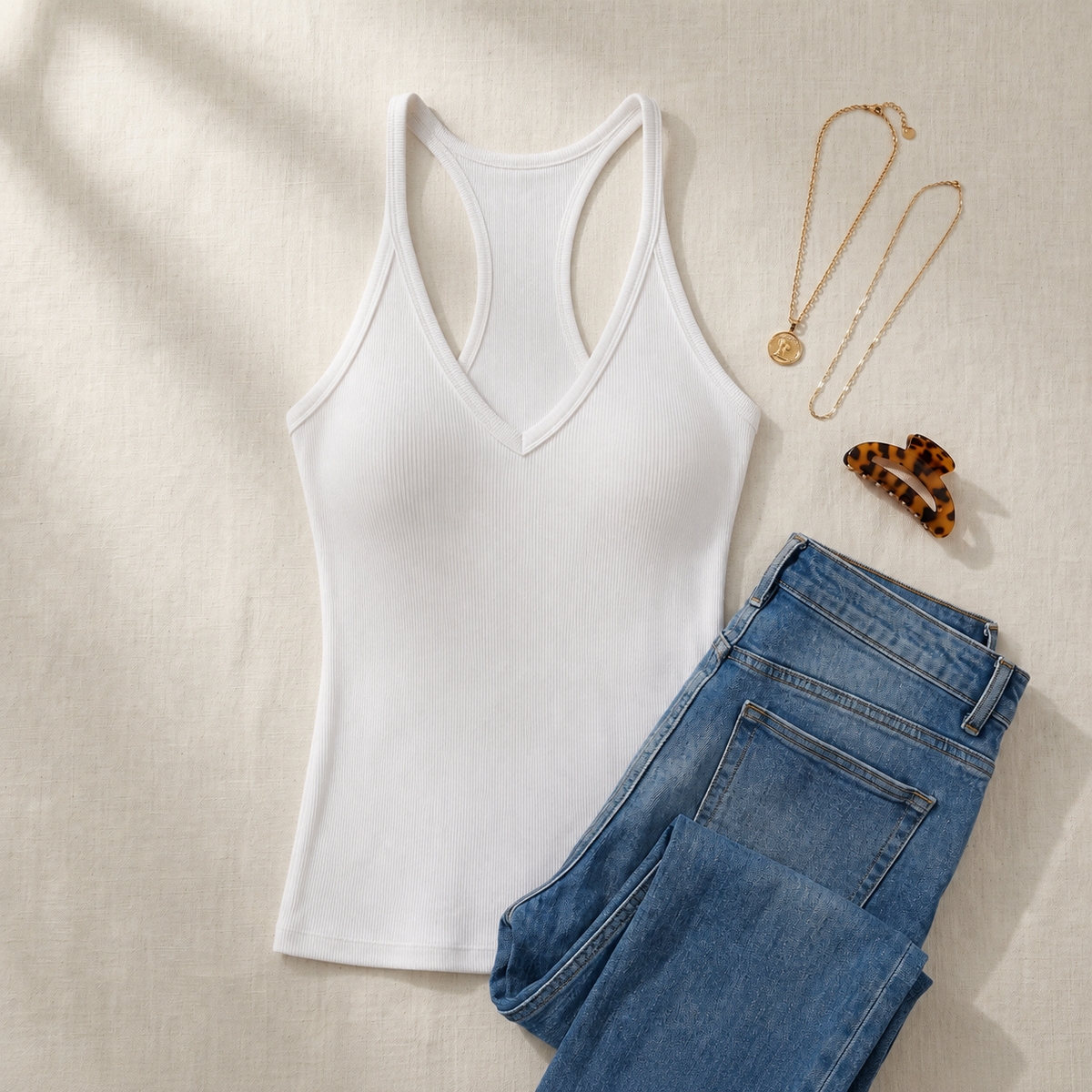 Women's Ribbed V-Neck Tank