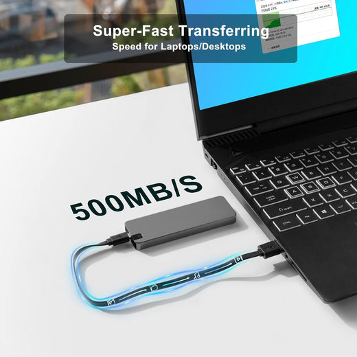 Portable SSD 64GB, External Solid State Drive with USB-C 3.2 Gen 1 up to 500MB/s and Metal Case