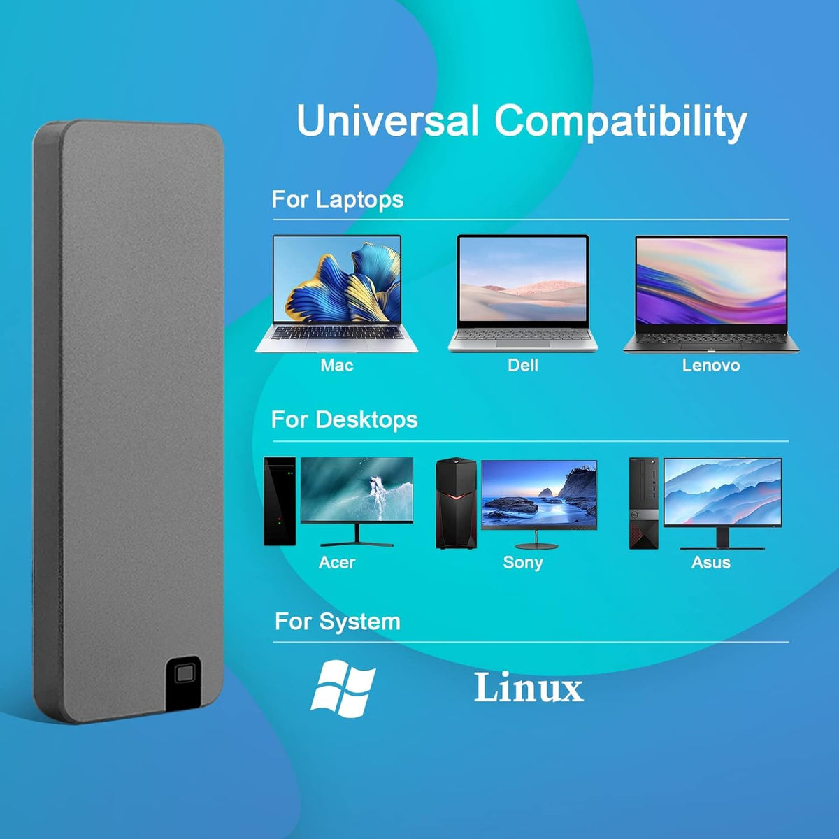 Portable SSD 64GB, External USB 3.2 Drive