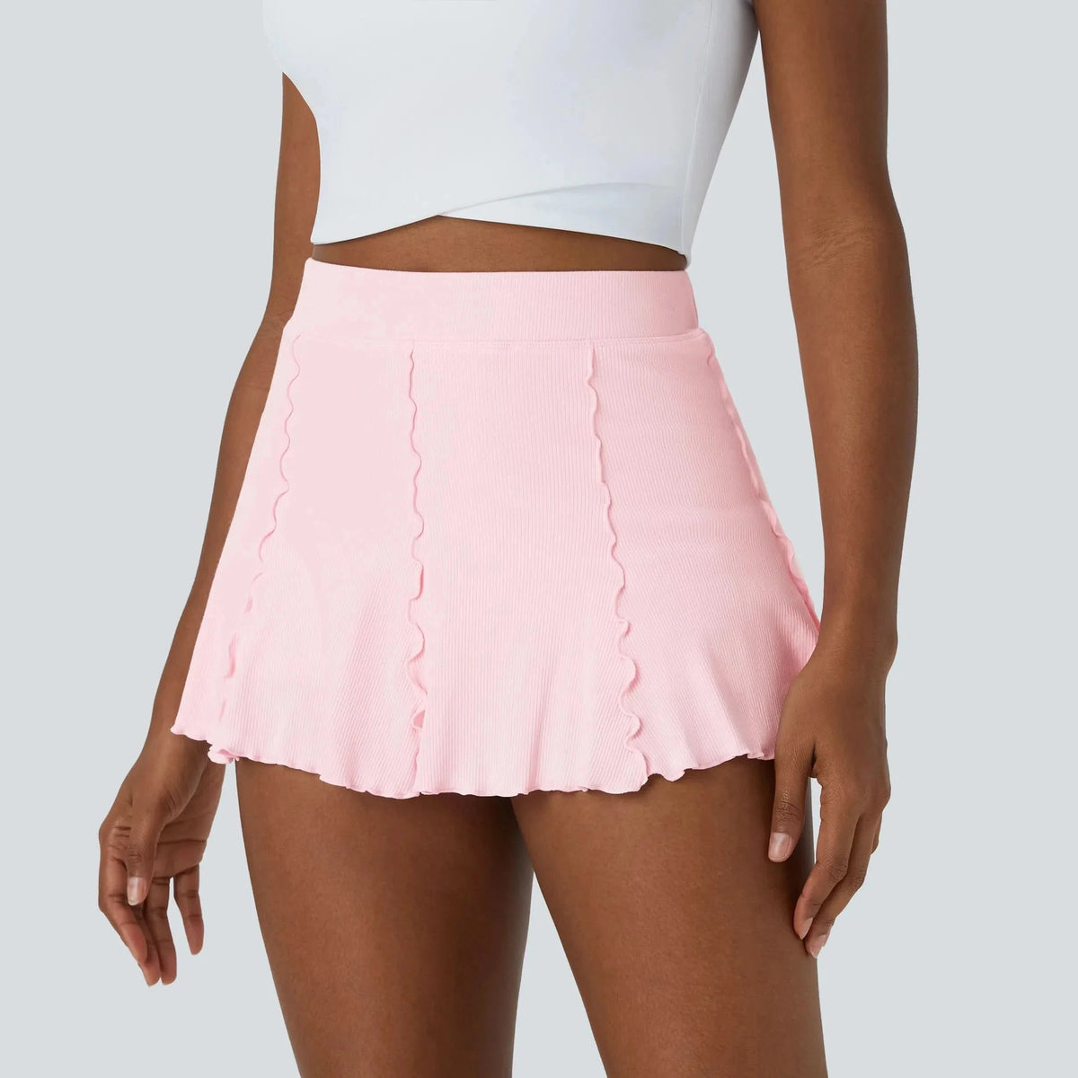 RIBBEDKNIT Feminine 2-in-1 Tennis Skirt