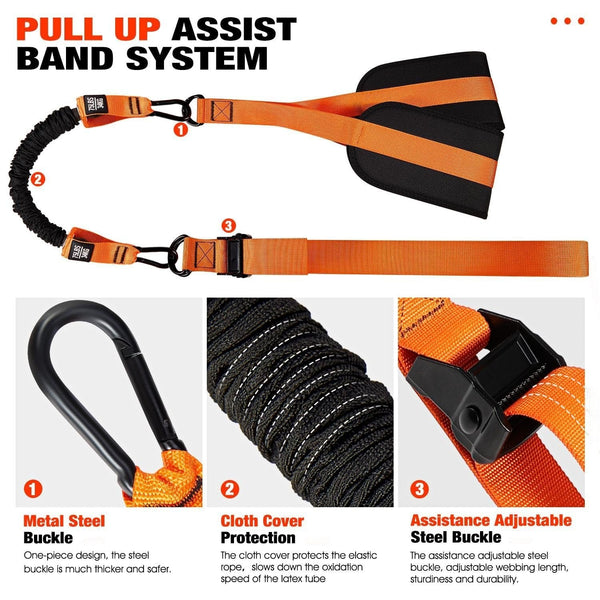 Pull Up Assist Band, Double Foot Resistance Band with Steel Hooks for Pull-Ups