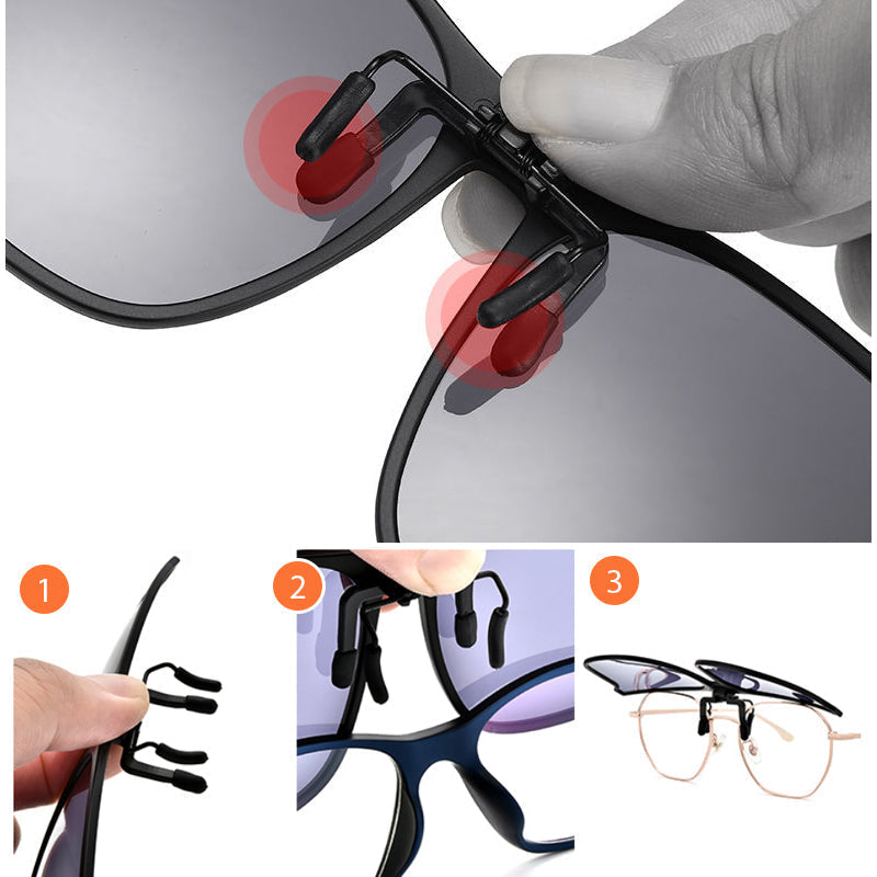 Polarized Flip-Up Sunglasses Clip, UV400, for Glasses