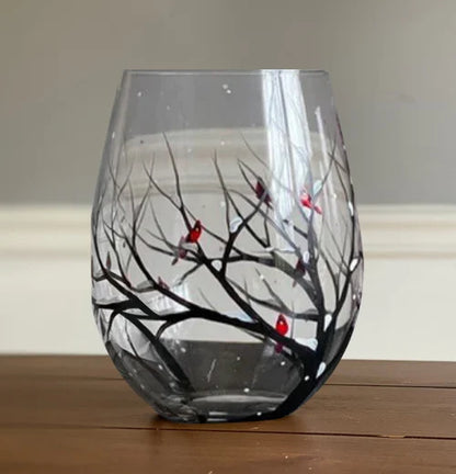Hand-Painted Four Seasons Tree Wine Glasses