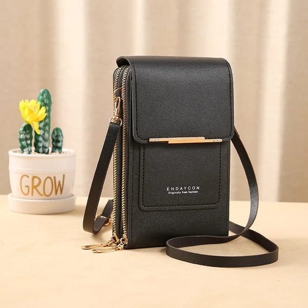 Crossbody Phone Bag, PU Leather Wallet Purse with Touchscreen Window & Anti-Theft Design