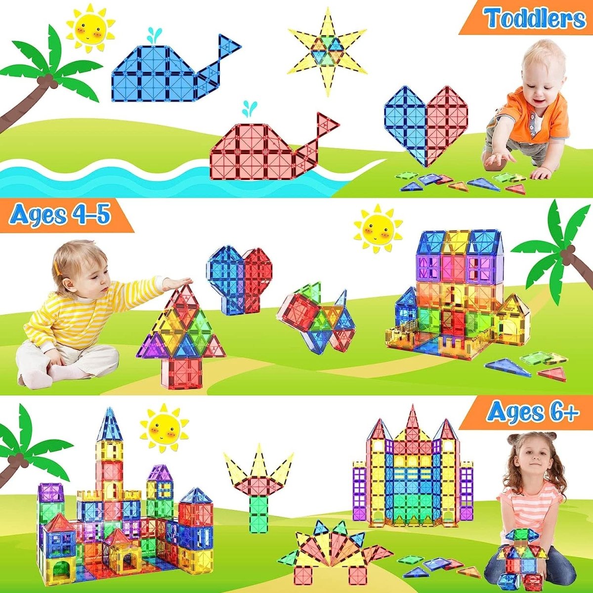 MagnaMonti Tiles Montessori-style Magnetic Building Fun
