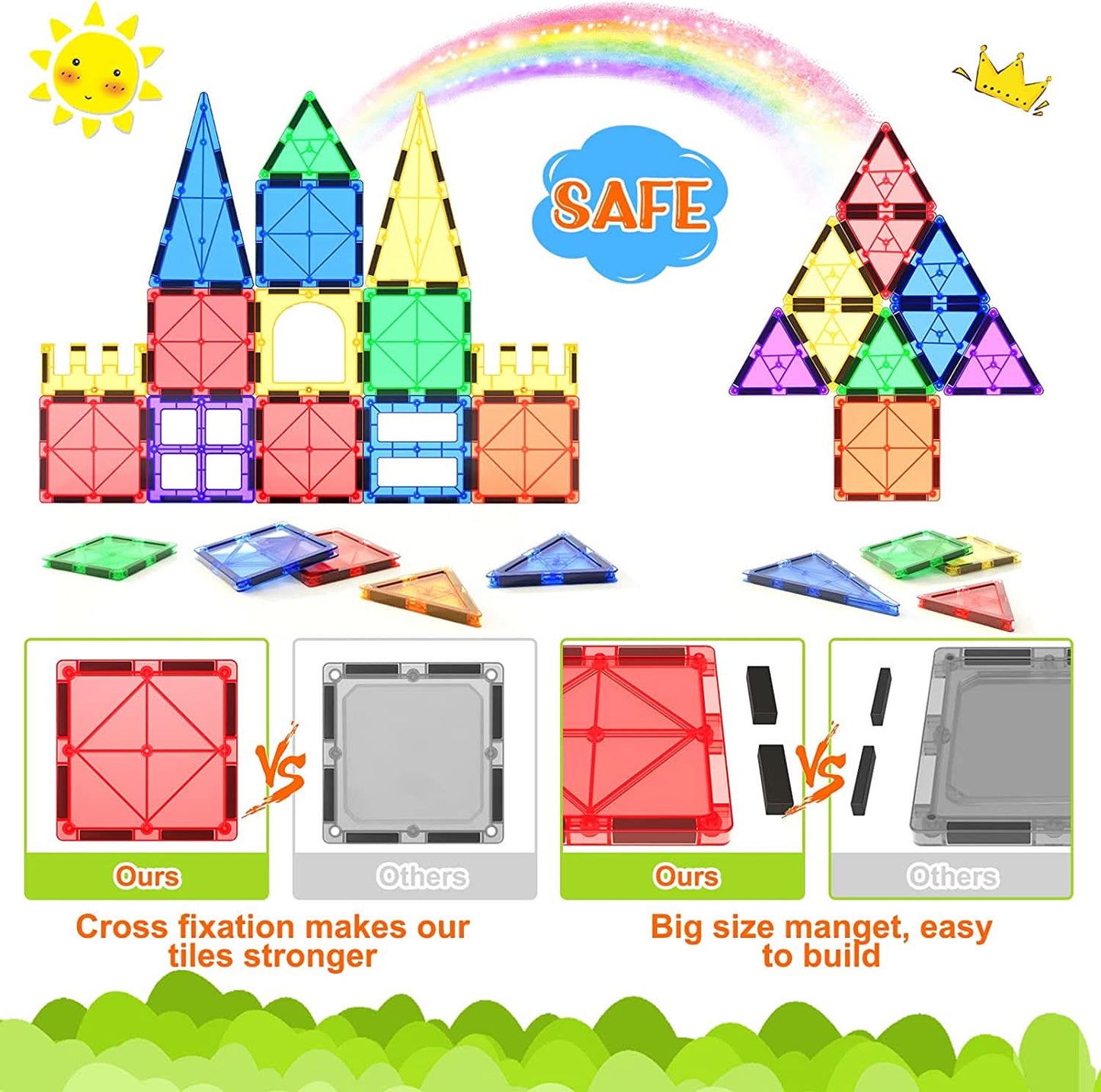 MagnaMonti Tiles Montessori-style Magnetic Building Fun