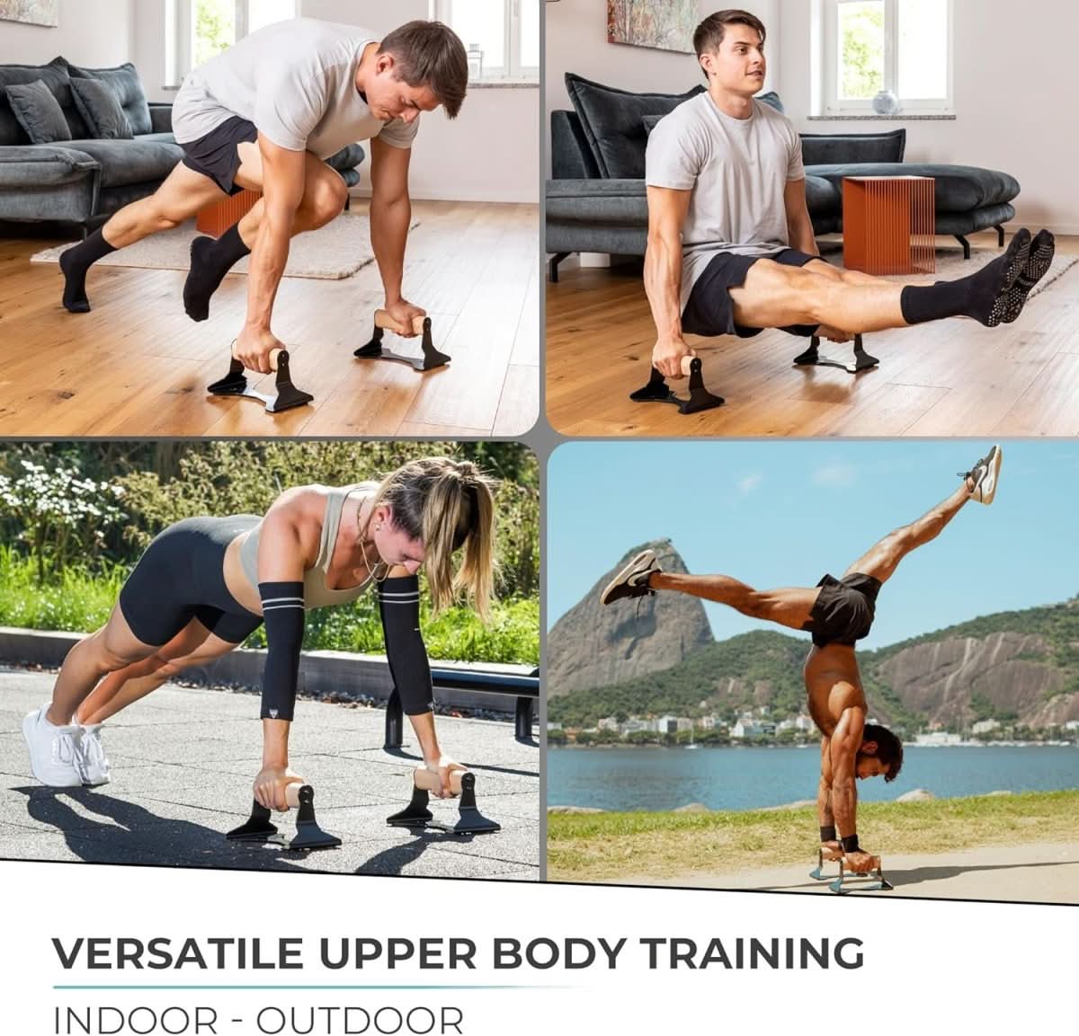 POWERGRIP Ergonomic Wooden Parallettes