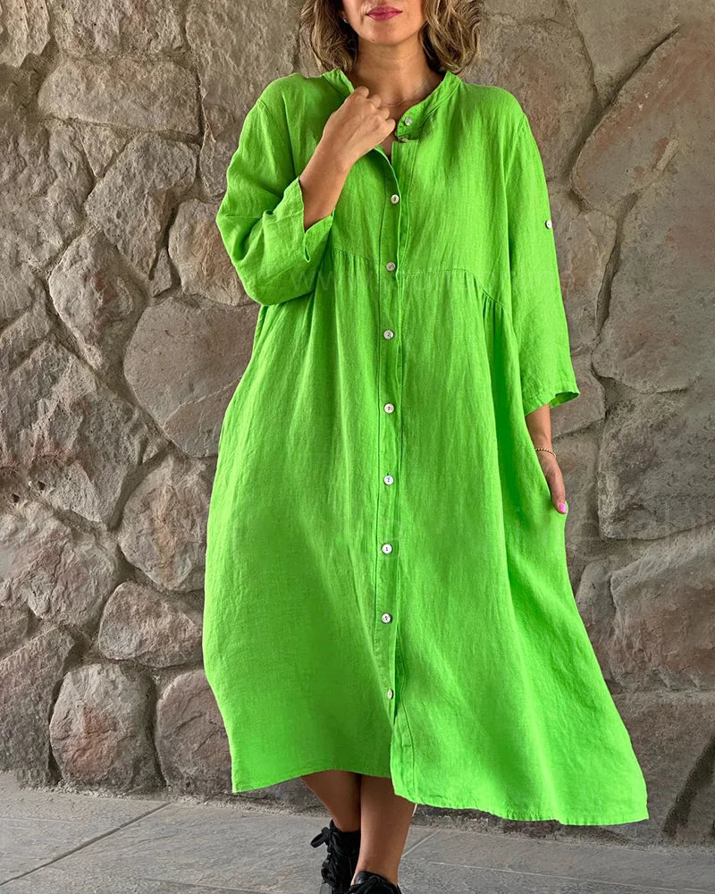 Linen Shirt Dress for Women, Lightweight Knee Length Summer Dress
