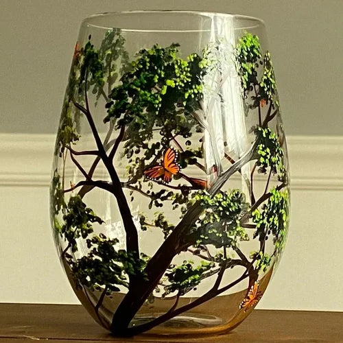 Hand-Painted Four Seasons Tree Wine Glasses