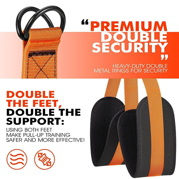 Pull Up Assist Band, Double Foot Resistance Band with Steel Hooks for Pull-Ups