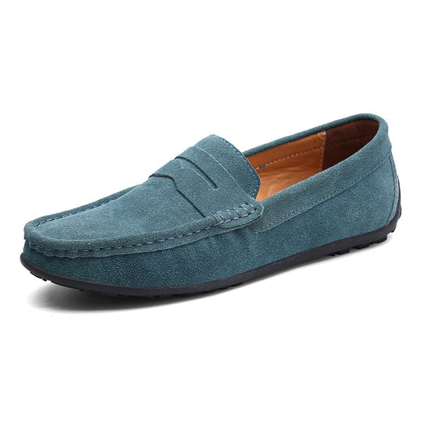 Men's Leather Slip-On Shoes, Comfortable Slip-On Shoes with Non-Slip Rubber Sole for Work & Casual Wear