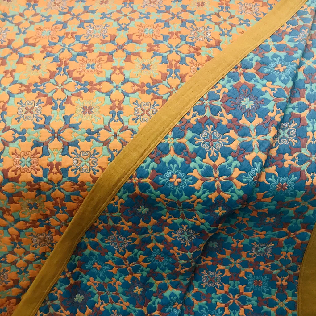 Blue Patterned Six-Layer Cotton Quilt Blanket