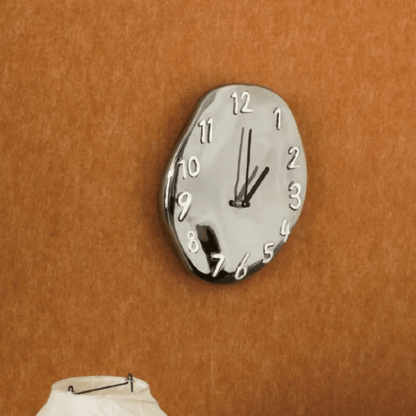Ceramic Wall Clock, Chrome Modern Wall Clock for Living Room & Kitchen