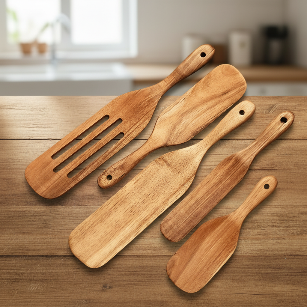 WOODEASE Sustainable Teak Wood Kitchen Utensil