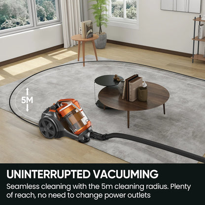 Powerful 3600W Vacuum Cleaner with Multi-Cyclonic Filtration