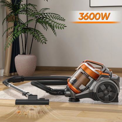 Powerful 3600W Vacuum Cleaner with Multi-Cyclonic Filtration