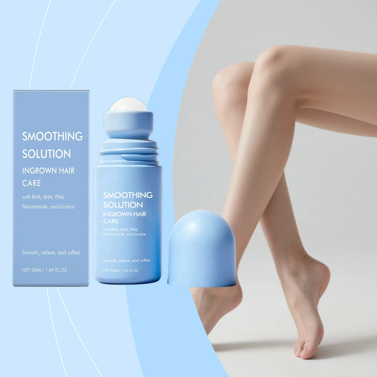 Ingrown Hair Serum, Roll On Bikini & Body Care with Centella & AHA BHA PHA