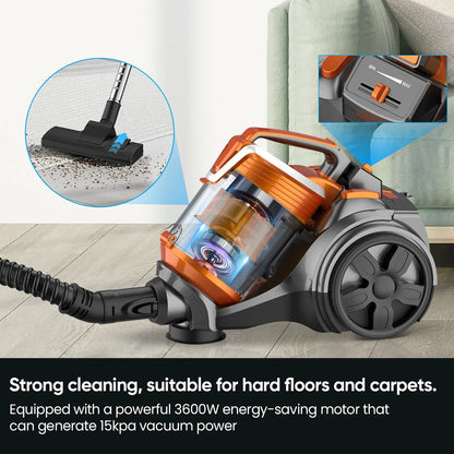 Powerful 3600W Vacuum Cleaner with Multi-Cyclonic Filtration