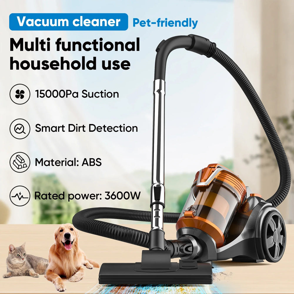 Vacuum Cleaner, 3600W Powerful Corded Multi-Cyclonic Vacuum for Carpets, Hard Floors & Pet Hair