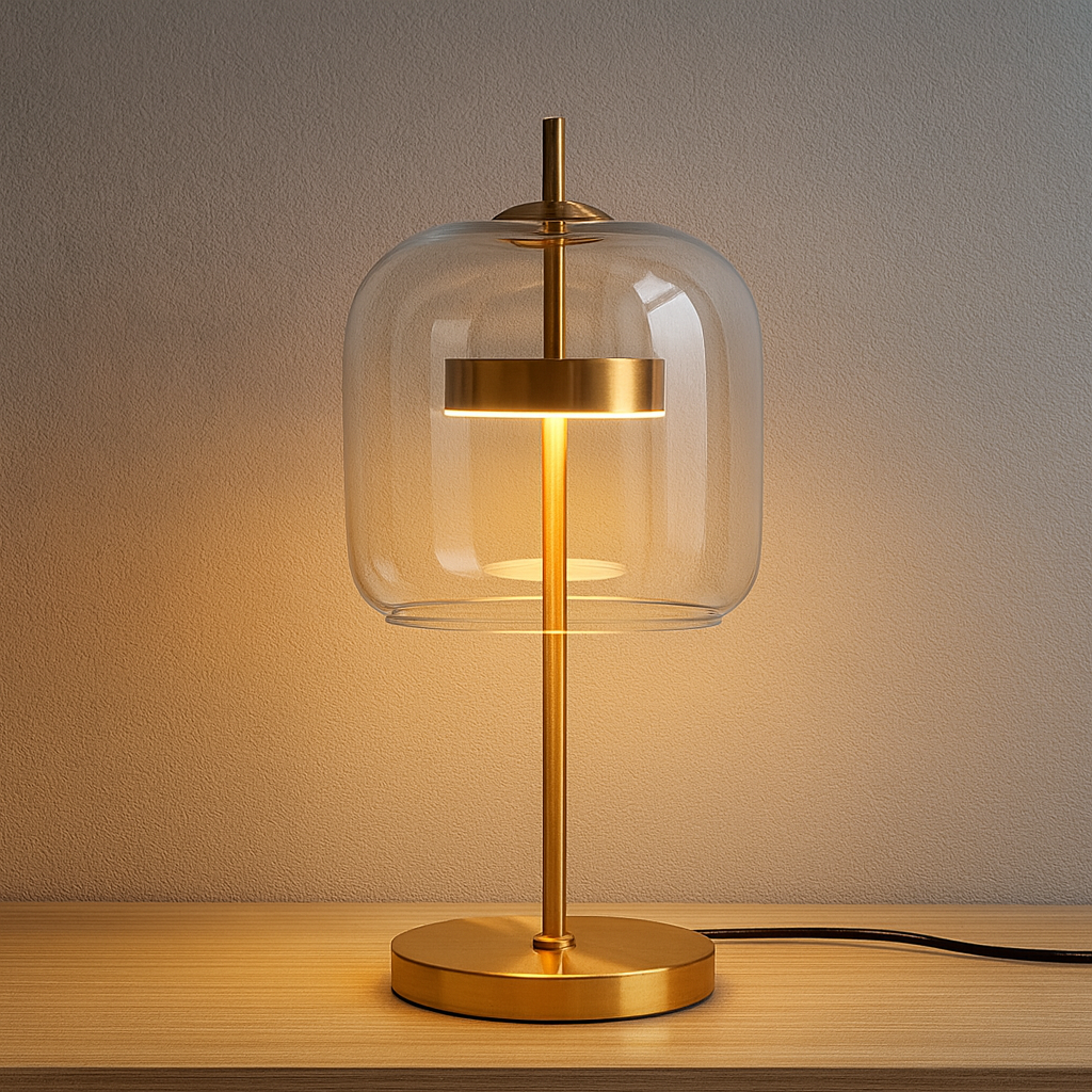 Stained Glass Table Lamp, Tiffany Style Bedside Lamp with Gold Iron Base