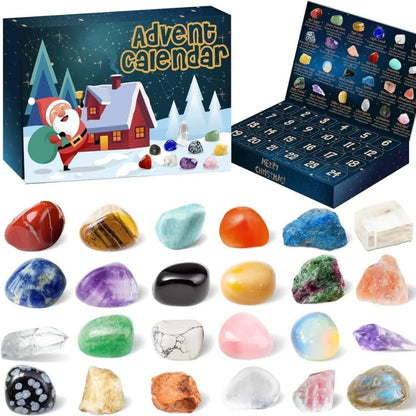 CRYSTAL ADVENT STONE CALENDAR 2025 24 Natural Gemstones