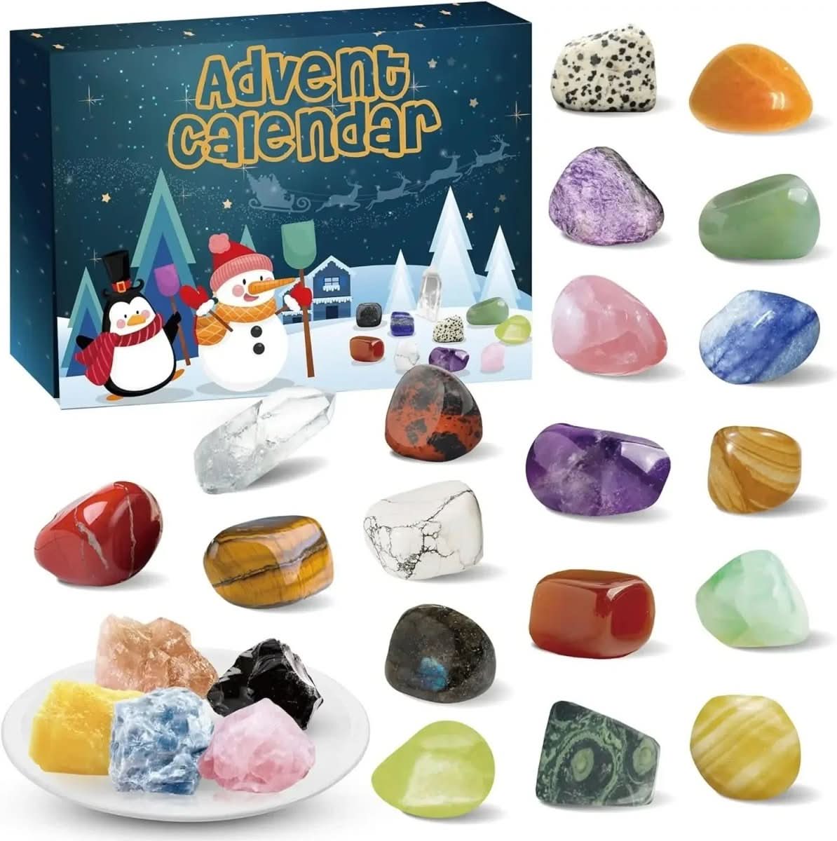 CRYSTAL ADVENT STONE CALENDAR 2025 24 Natural Gemstones