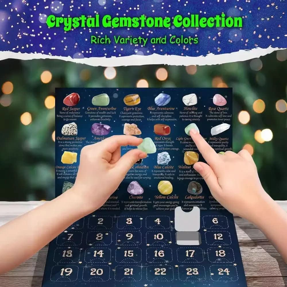 CRYSTAL ADVENT STONE CALENDAR 2025 24 Natural Gemstones