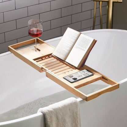 SOLAVERA Luxurious Extendable Bamboo Bathtub Tray