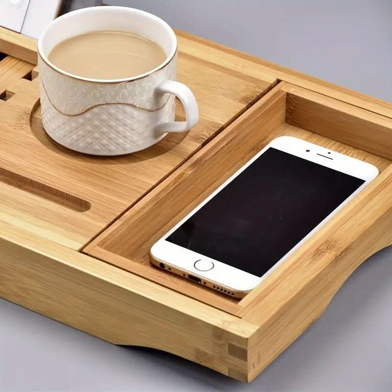 SOLAVERA Luxurious Extendable Bamboo Bathtub Tray