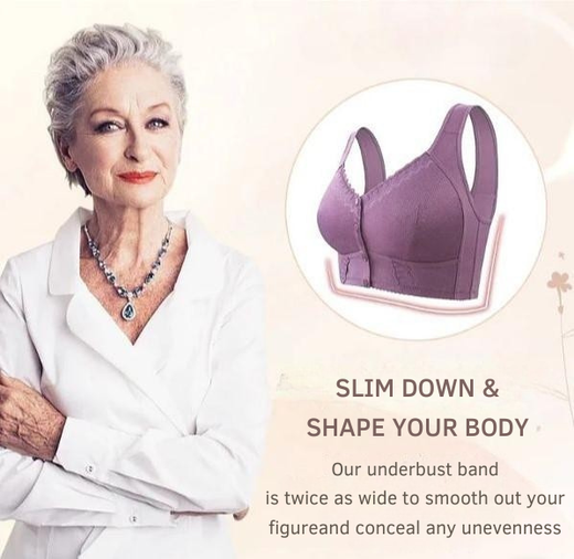Front Closure Bra, Wireless Cotton Bra with Front Button Closure for Easy Everyday Wear