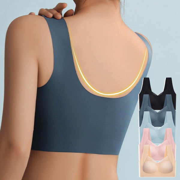 Wireless Seamless Bra, Soft Push-Up Comfort Bra with Wide Straps for Everyday Wear