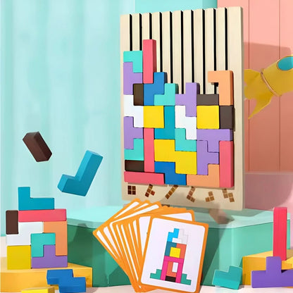 BRIQLEARN Montessori Wooden Tetris