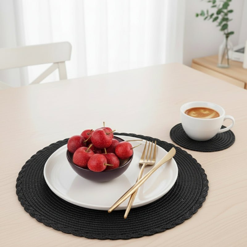 WEAVECIRCLE Washable Non-slip Braided Placemats Set