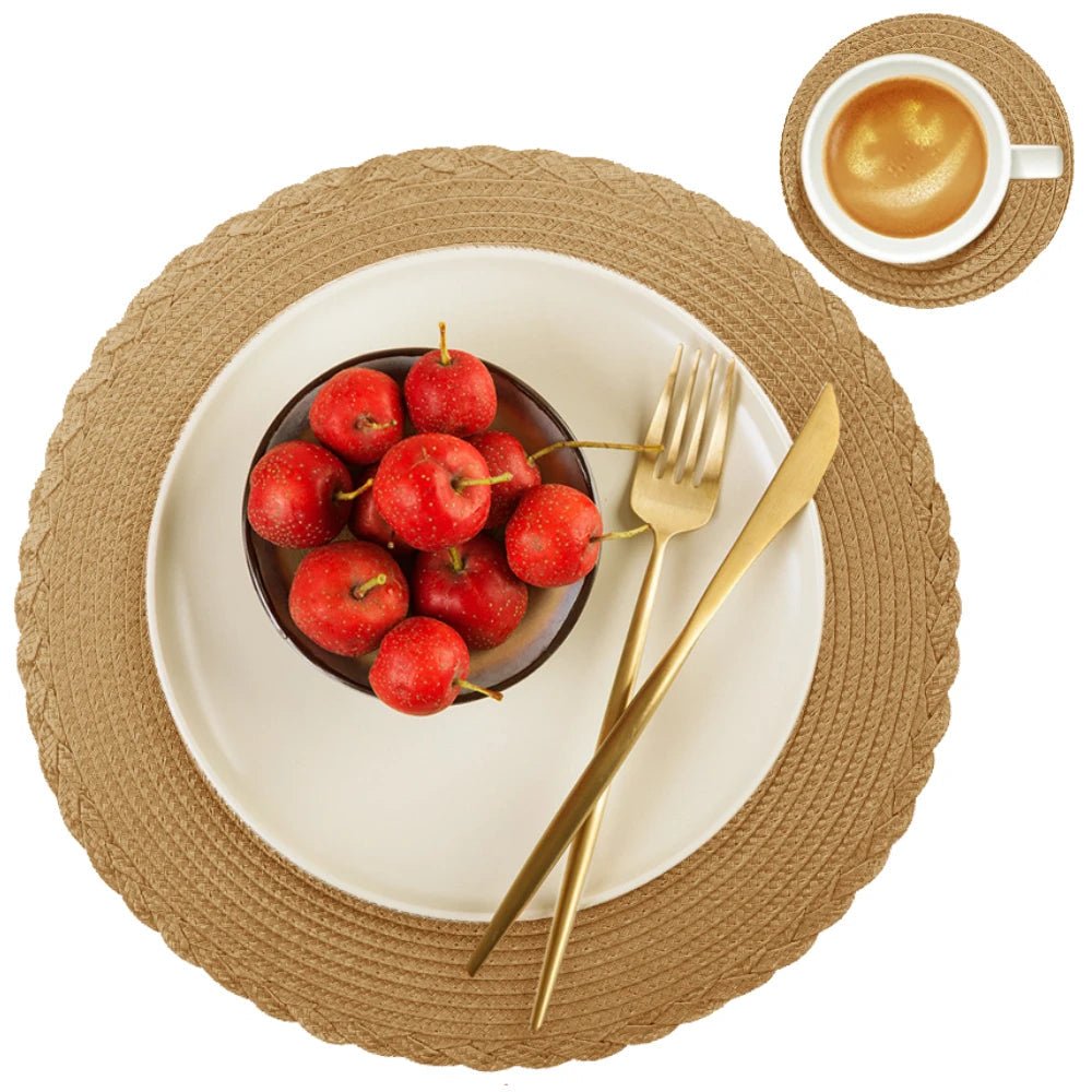 WEAVECIRCLE Washable Non-slip Braided Placemats Set