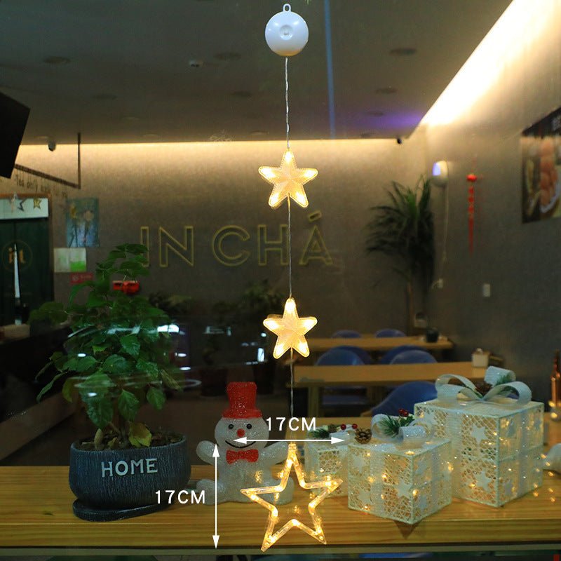 Christmas Window Lights with Suction Cups, LED Star & Moon Christmas Lights for Window, Glass & Mirror Decor