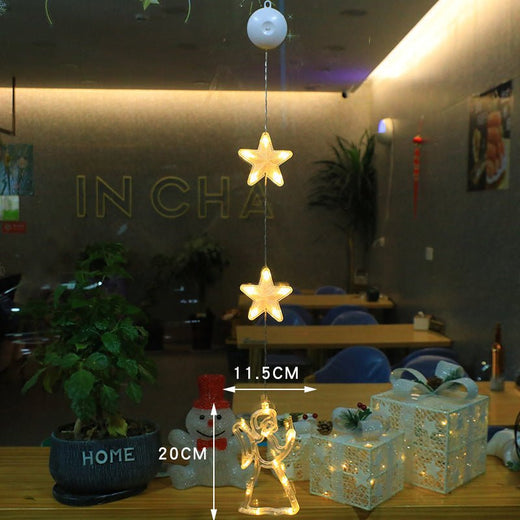 Christmas Window Lights with Suction Cups, LED Star & Moon Christmas Lights for Window, Glass & Mirror Decor