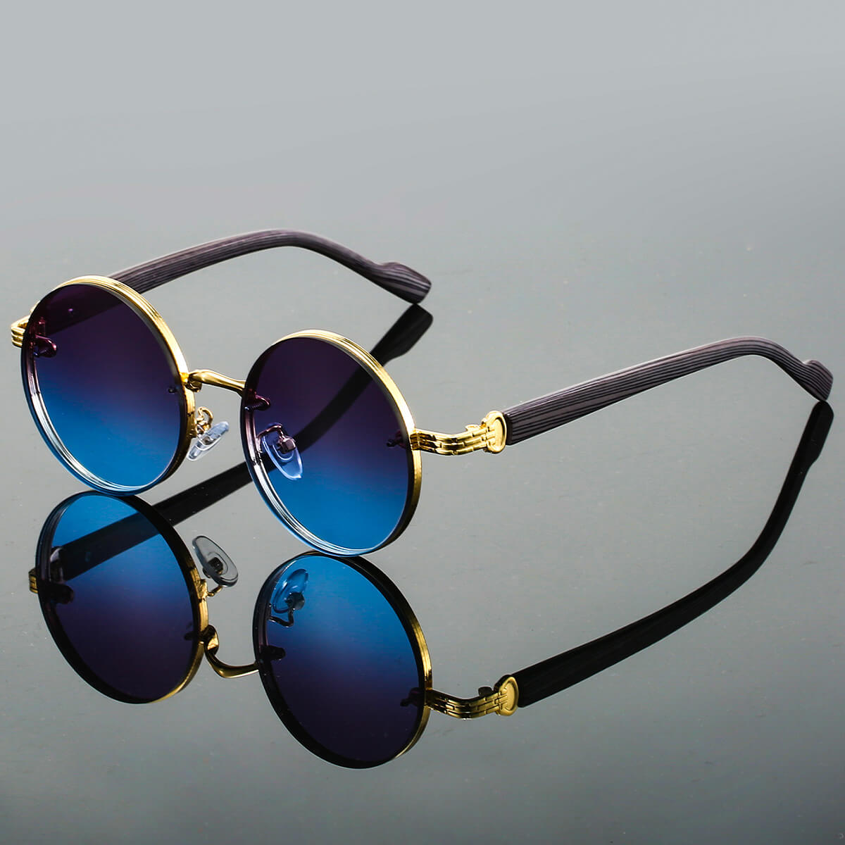 Round Retro Metal Frame Sunglasses, UV400, 28g, Unisex