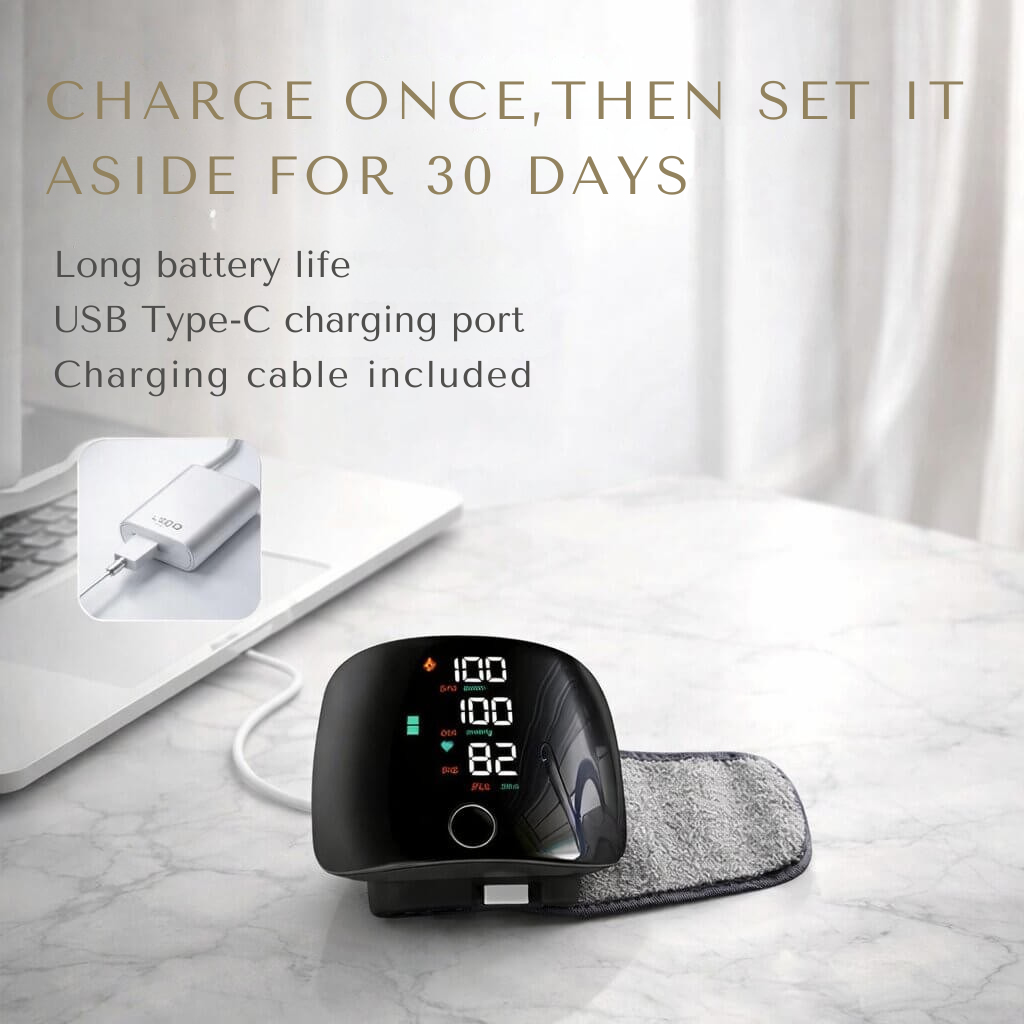 Wrist Blood Pressure Monitor with Touch Display and Voice, Rechargeable