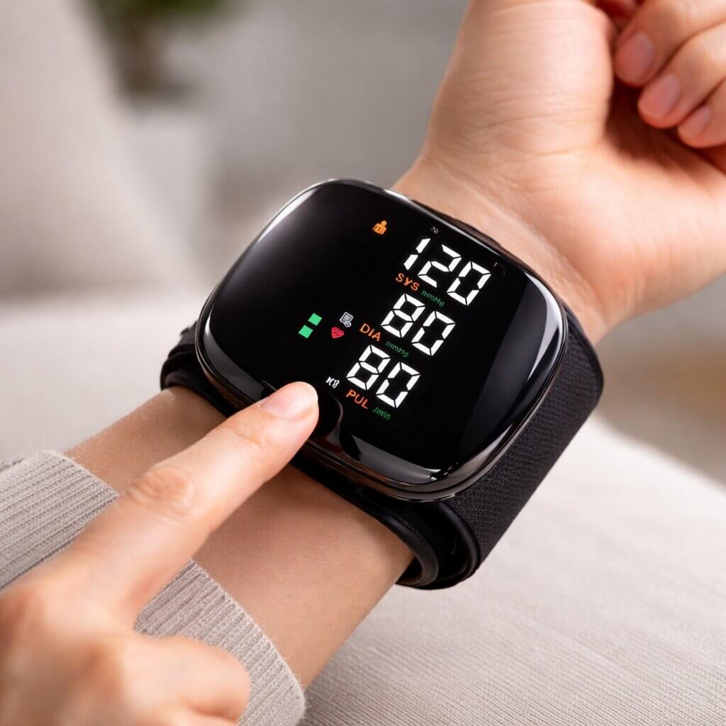 Wrist Blood Pressure Monitor with Touch Display and Voice, Rechargeable